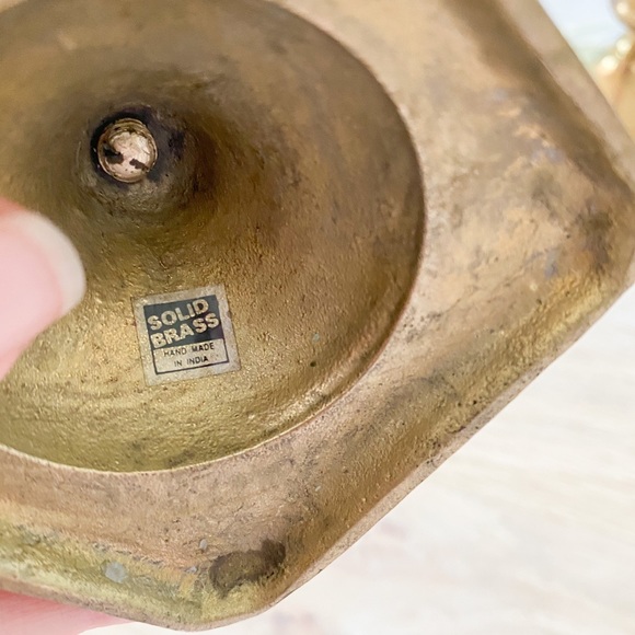 VINTAGE solid brass candle stick set of 3 - Picture 9 of 9